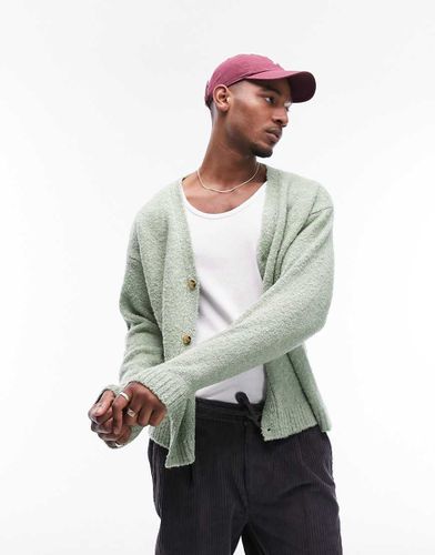 Cardigan color salvia in bouclé vestibilità comoda - Topman - Modalova