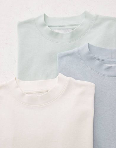 Confezione da 3 t-shirt oversize écru, blu e verde - Topman - Modalova