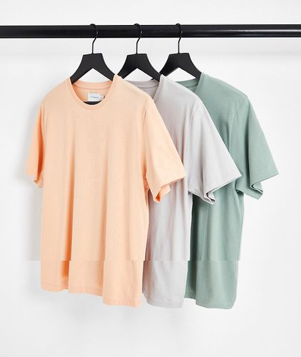 Confezione da 3 T-shirt classiche color grigio, albicocca e salvia - Topman - Modalova