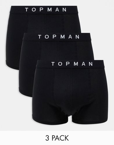 Confezione da 3 boxer aderenti neri con fascia in vita nera - Topman - Modalova