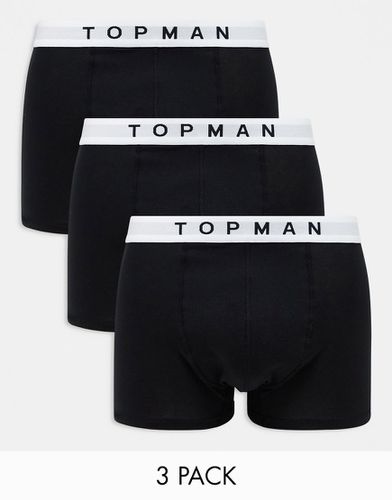 Confezione da 3 paia di boxer aderenti neri con fascia in vita bianca - Topman - Modalova