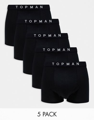 Confezione da 5 boxer aderenti neri con fascia in vita nera - Topman - Modalova