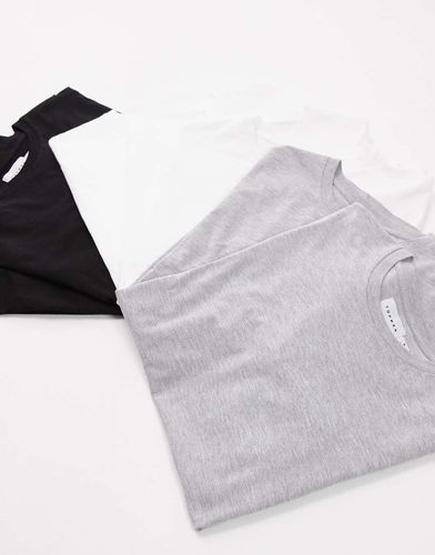 Confezione da 7 t-shirt regular fit nera, grigia mélange e bianca - Topman - Modalova