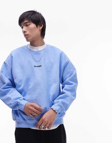 Felpa oversize azzurra con scritta "Serendipity" ricamata - Topman - Modalova