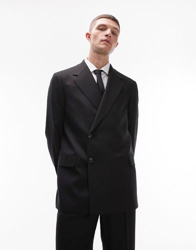 Giacca da abito doppiopetto modern fit nera con due bottoni - Topman - Modalova