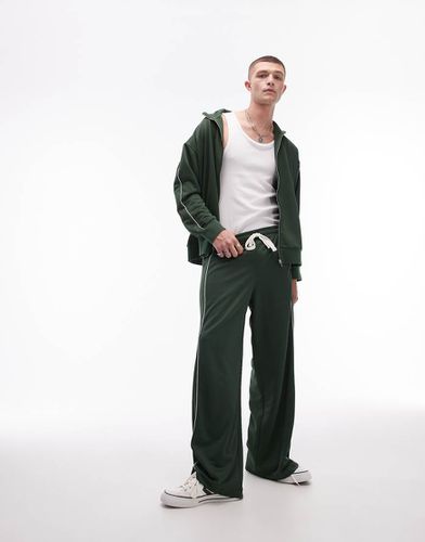 Joggers larghi color sportivo con profili laterali doppi a contrasto in coordinato - Topman - Modalova