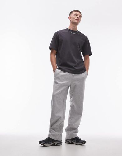 Joggers premium dritti pesanti grigio mélange - Topman - Modalova