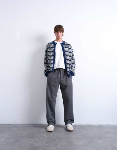 Pantalon de jogging droit en tissu épais - Anthracite - Topman - Modalova