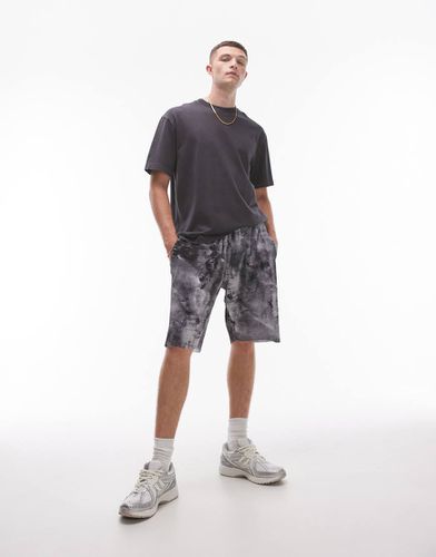 Pantaloncini plissé oversize grigi con stampa - Topman - Modalova