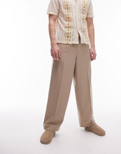 Pantaloni a fondo ampio color pietra testurizzato - Topman - Modalova