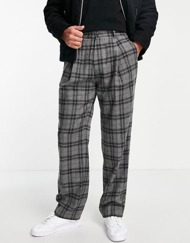 Pantaloni a fondo ampio grigi in caldo tessuto a quadri - Topman - Modalova