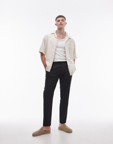 Pantaloni affusolati neri in misto lino - Topman - Modalova