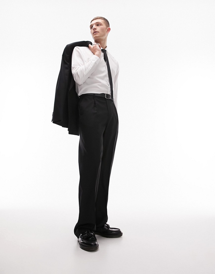 Pantaloni da abito con fondo ampio neri - Topman - Modalova