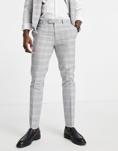 Pantaloni da abito skinny grigi a quadri - Topman - Modalova