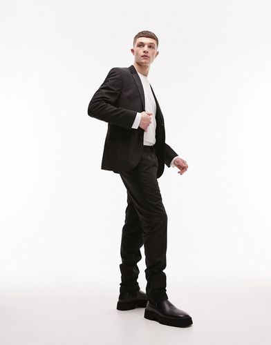 Pantaloni da abito slim neri con elastico in vita - Topman - Modalova