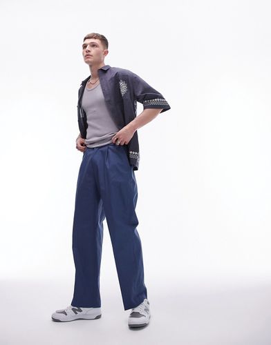 Pantaloni eleganti a fondo ampio in cotone compatto - Topman - Modalova