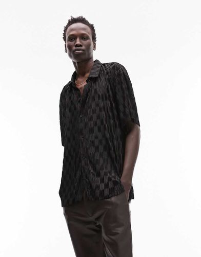 Polo oversize nera jacquard plissé - Topman - Modalova