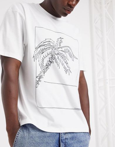 T-shirt bianca con palme stilizzate - Topman - Modalova