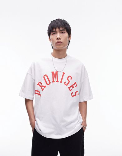 T-shirt bianca super oversize con stampa "Promises" - Topman - Modalova