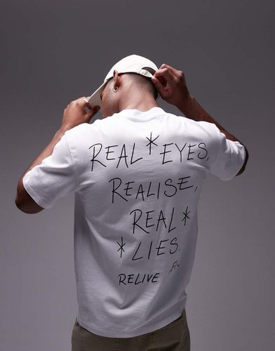 T-shirt oversize bianca con stampa "Real Lies" - Topman - Modalova