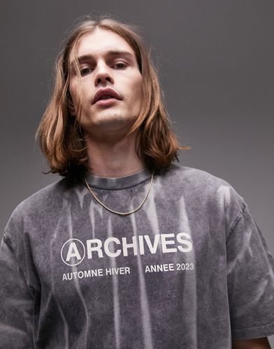T-shirt oversize slavato con stampa "Archives" - Topman - Modalova
