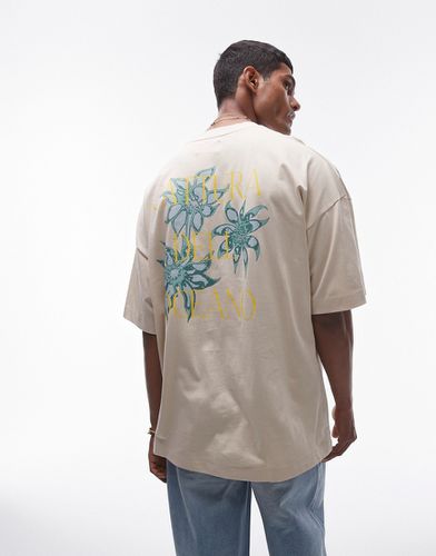 T-shirt super oversize écru a fiori - Topman - Modalova