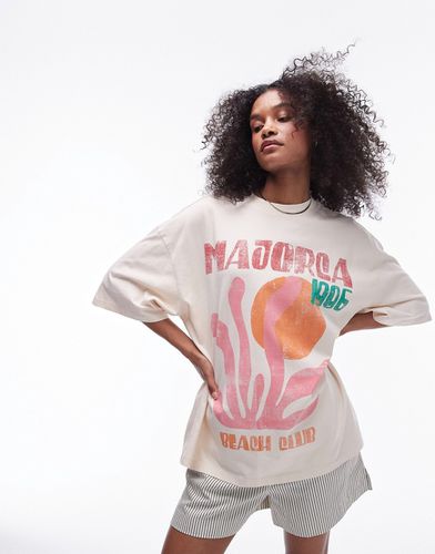 T-shirt oversize color pietra con stampa "Majorca" - Topshop - Modalova