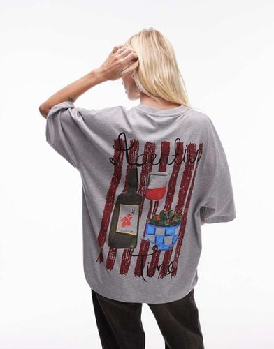 T-shirt oversize mélange con grafica con scritta "Aperitivo" - Topshop - Modalova