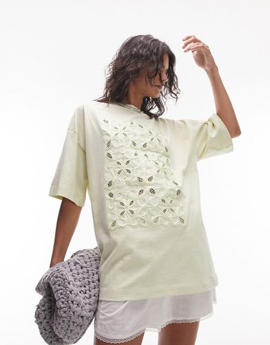 T-shirt oversize verde lime con motivo geometrico - Topshop - Modalova