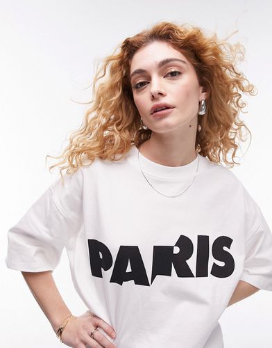 T-shirt bianca oversize con spalle scese e stampa grafica "Paris" - Topshop - Modalova