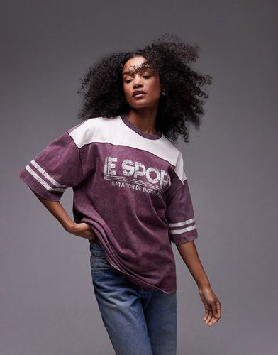 T-shirt bordeaux oversize con stampa "Le Sports" in coordinato - Topshop - Modalova