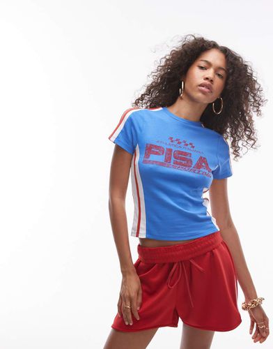 T-shirt corta e stretta con grafica "Pisa" - Topshop - Modalova