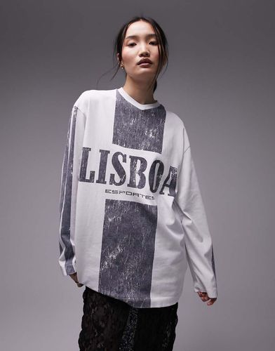 T-shirt skater sportiva ardesia a maniche lunghe con grafica "Lisboa" - Topshop - Modalova