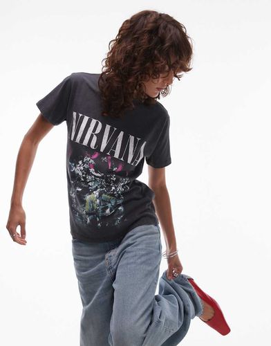 T-shirt slim fit grigia con grafica "Nirvana" su licenza - Topshop - Modalova