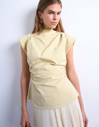 Top cintré à la taille à épaules structurées - Babeurre - Topshop - Modalova