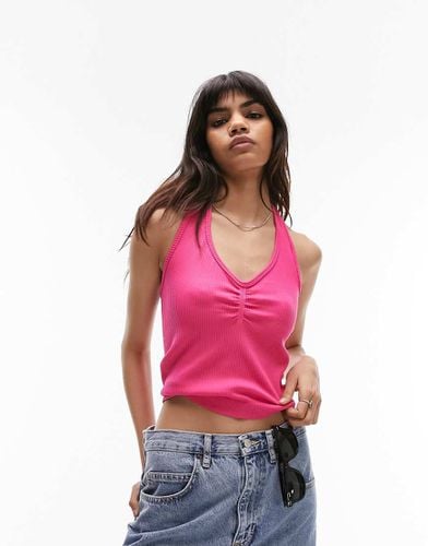 Top allacciato al collo arricciato senza cuciture - Topshop - Modalova