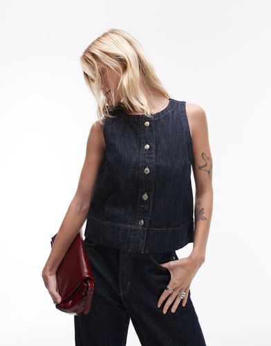 Top in denim indaco grezzo con bottoni - Topshop - Modalova