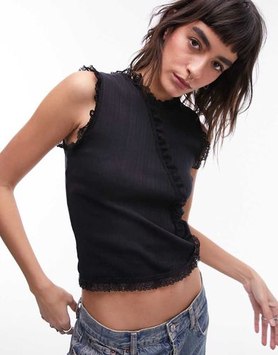 Top senza maniche traforato con volant - Topshop - Modalova