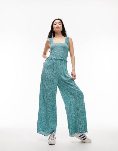 Tuta jumpsuit arricciata con stampa a fiori - Topshop - Modalova