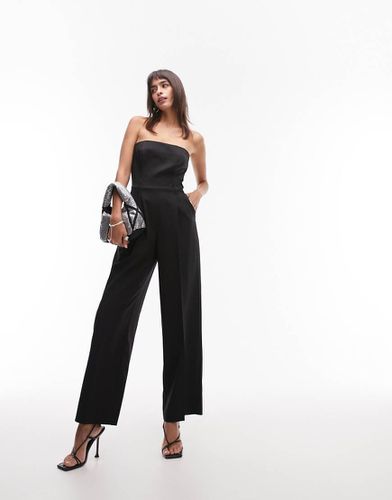 Tuta jumpsuit sartoriale nera a fascia - Topshop - Modalova