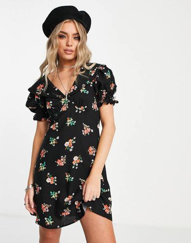 Vestito da giorno con stampa a fiori grunge con colletto - Topshop - Modalova