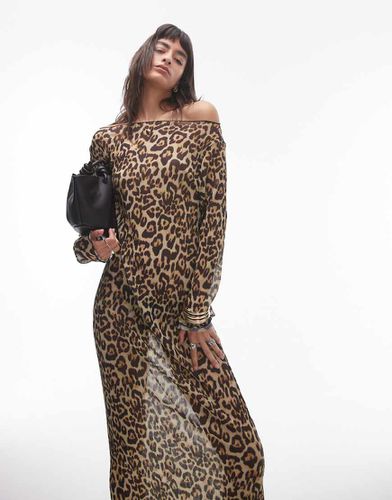 Vestito lungo a maniche lunghe trasparente leopardato - Topshop - Modalova