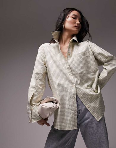 Camicia Oxford oversize gialla a quadretti - Topshop - Modalova