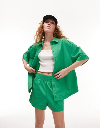 Camicia giacca oversize in nylon a maniche corte in coordinato - Topshop - Modalova