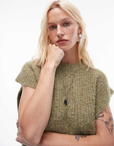 Canotta comoda in maglia bouclé a coste con spalle scoperte - Topshop - Modalova