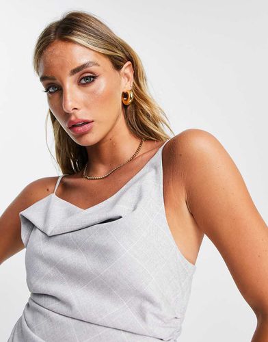 Canottiera con scollo ad anello asimmetrica grigia a quadri - Topshop - Modalova