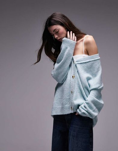 Cardigan oversize lungo in maglia soffice azzurro - Topshop - Modalova