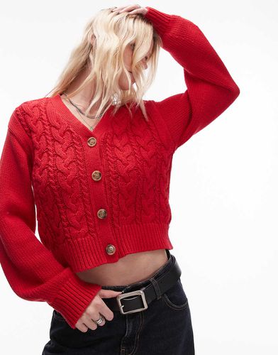 Cardigan in maglia di cotone spessa a trecce - Topshop - Modalova