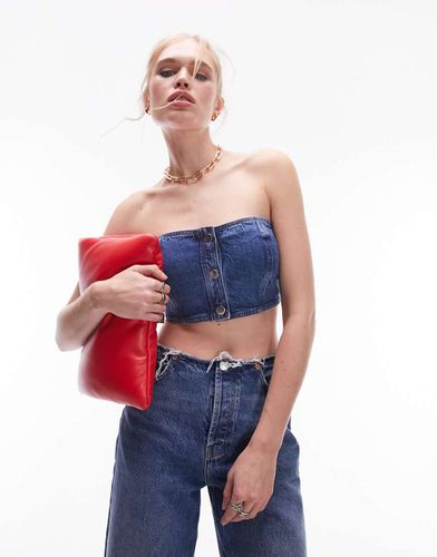 Corsetto in denim medio con bottoni a pressione - Topshop - Modalova