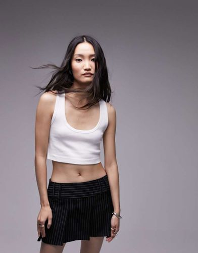 Topshop - Crop top bianco a coste - Topshop - Modalova